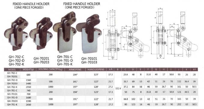 Industrial Toggle Clamps 702-C High Holding Capacity Forged Components