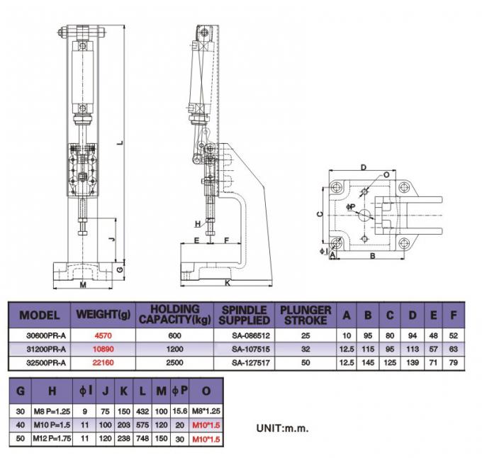 1200kgs Small Pneumatic Toggle Clamp 31200PR-A Metal Processing Fixture