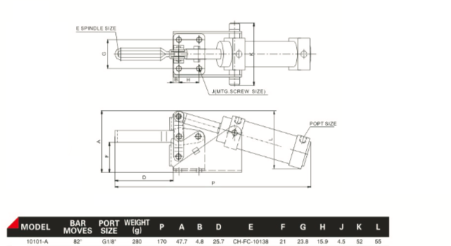 Automatic Small Pneumatic Clamps 10101-A Weight 280g Holding Capacity 50kgs