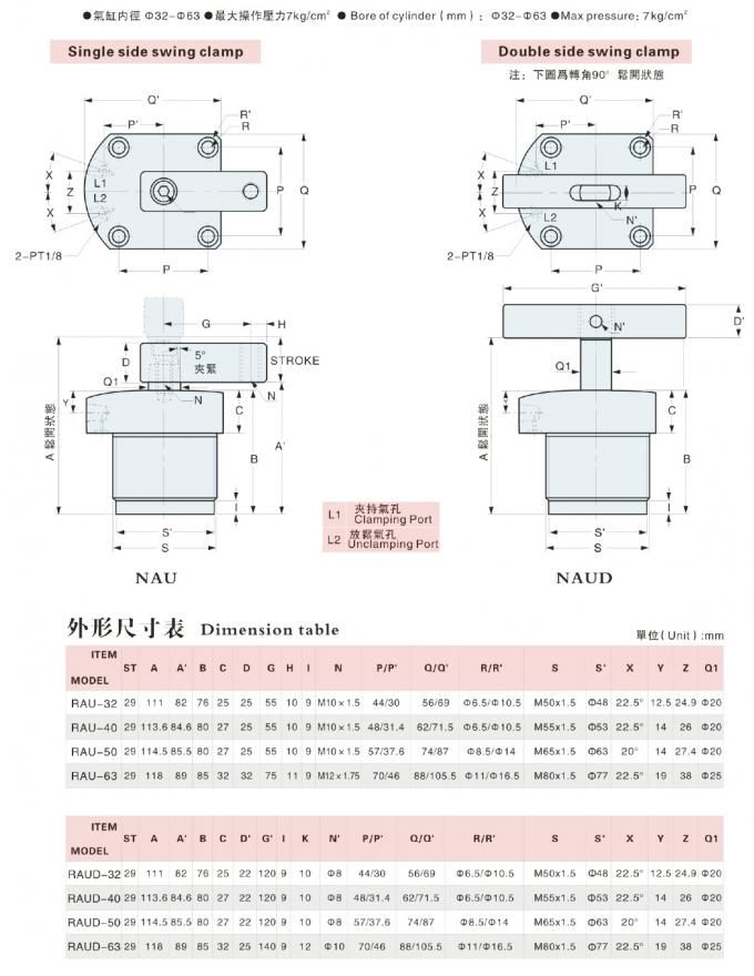 Air Swing Clamp Cylinder For Repetitive Production Upper Flange Aluminum Alloy Type