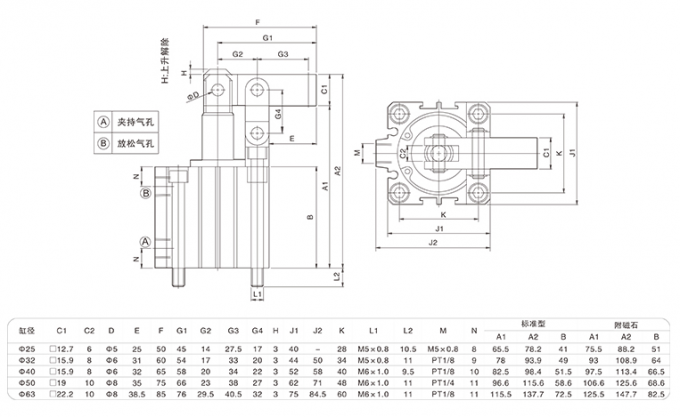 Automatic Link Clamp Cylinder / Pneumatic Link Clamp Aluminium Alloy