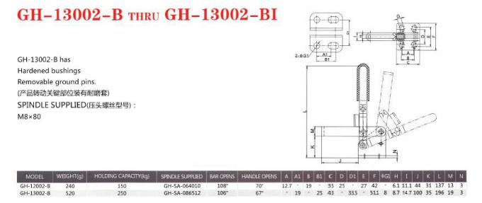 13002B Vertical Toggle Clamp , Over Centre Toggle Clamps Flanged Base