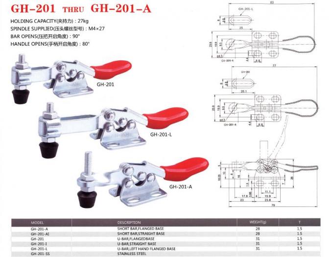 Mini Horizontal Toggle Clamp 201 THRU 201-A Electronic Products Test Jig