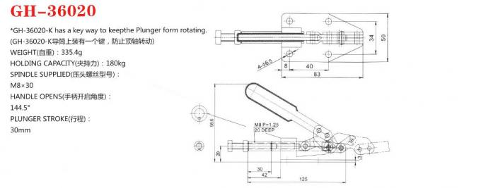 30mm Stroke Push Pull Toggle Clamp 36020 , Adjustable Toggle Clamp