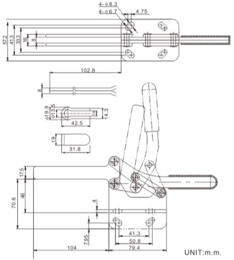 Quick Release Horizontal Toggle Clamp 22235 / Metal Toggle Clamp Eco - Friendly