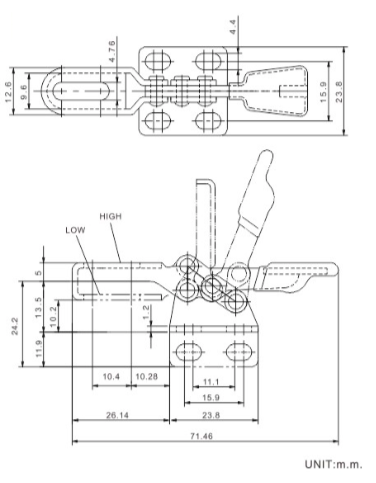 Stainless Toggle Clamp 22025 Electronic Products Test Jig Nylon Clamping Head