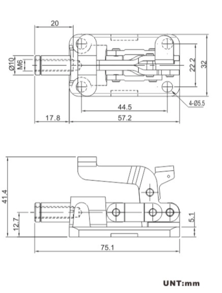 Locking Toggle Clamp 36015-T Forged Base Mounting Hole Diameter 5.5mm