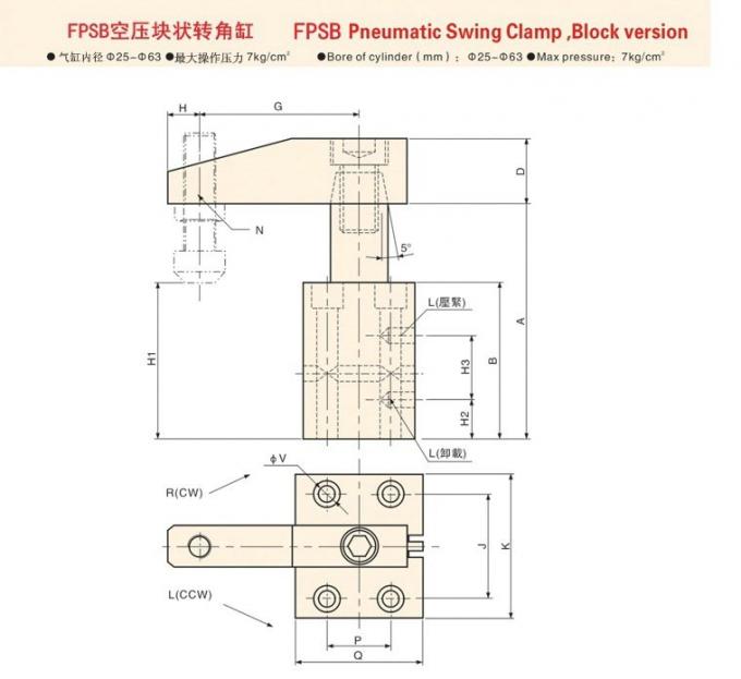 High Force Air Powered Swing Clamps , Destaco Pneumatic Clamps Block Type